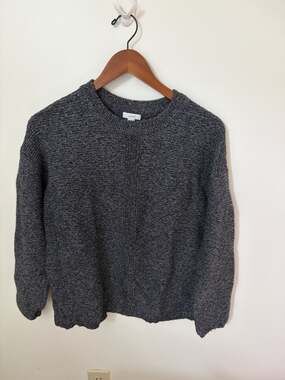 Pure Jill Marled Knit Sweater Sz S Pullover Crewneck Cozy Cotton Blend Black